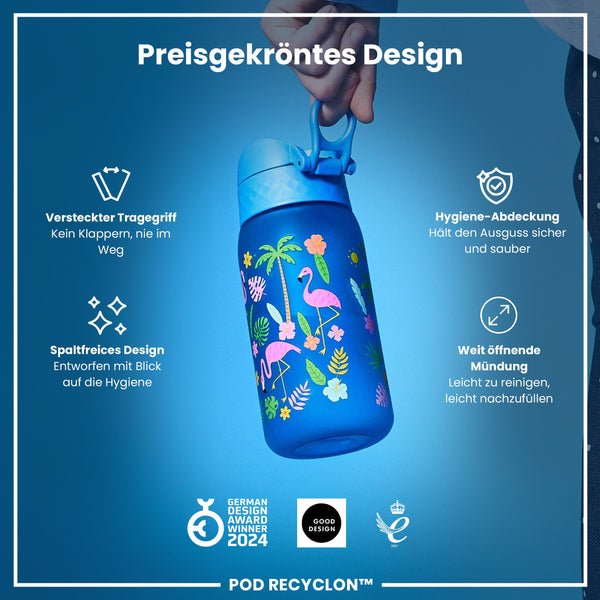 Recyclon Wasserflasche, Flamingo-Design, 350 ml