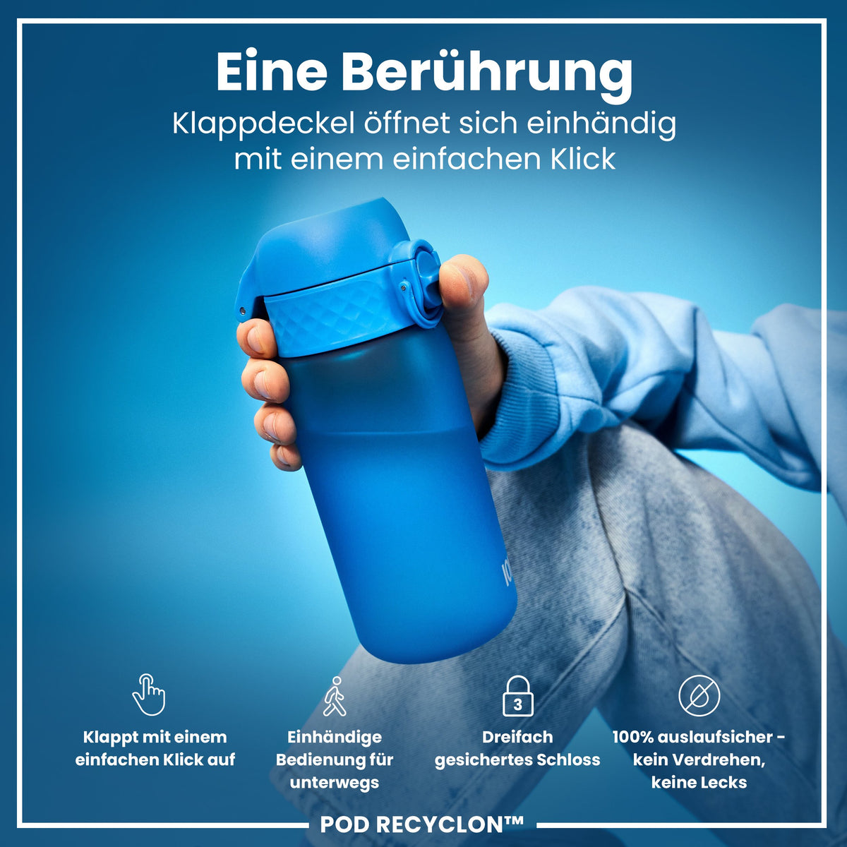 Recyclon Wasserflasche, Blau, 350 ml
