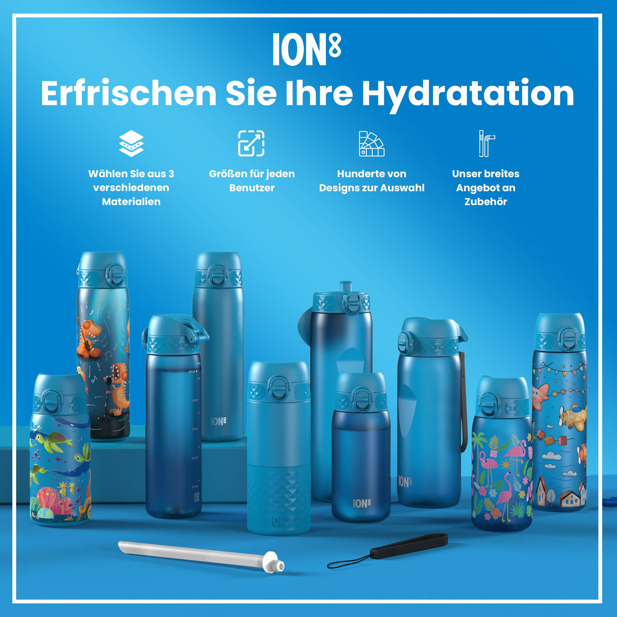 Recyclon Wasserflasche, Blau, 350 ml
