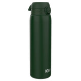 A dark-green ION8 water bottle stands upright against a white background. The bottle has a dark-green screw-top lid.