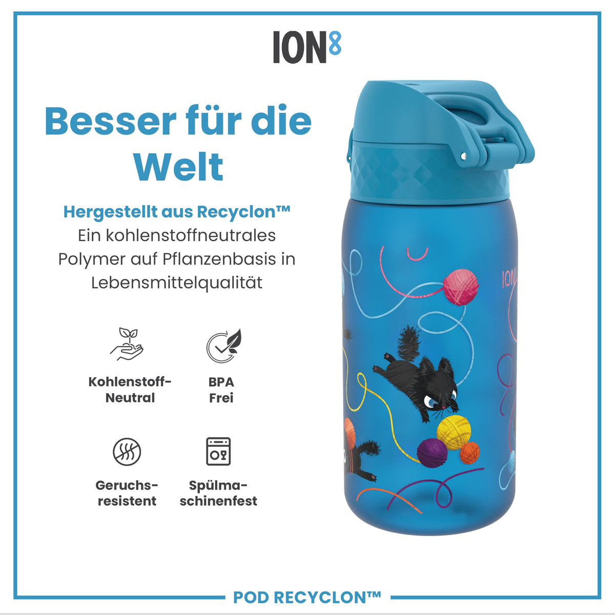 Recyclon Wasserflasche, Katzen, 350 ml