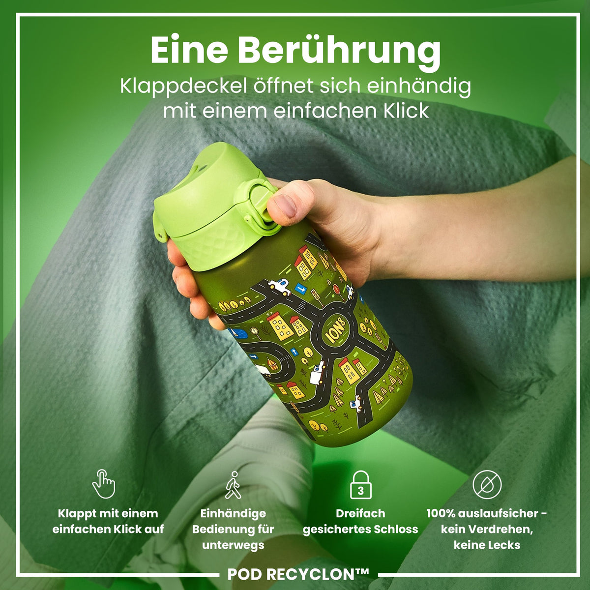 Recyclon Wasserflasche, Auto-Design, 350 ml