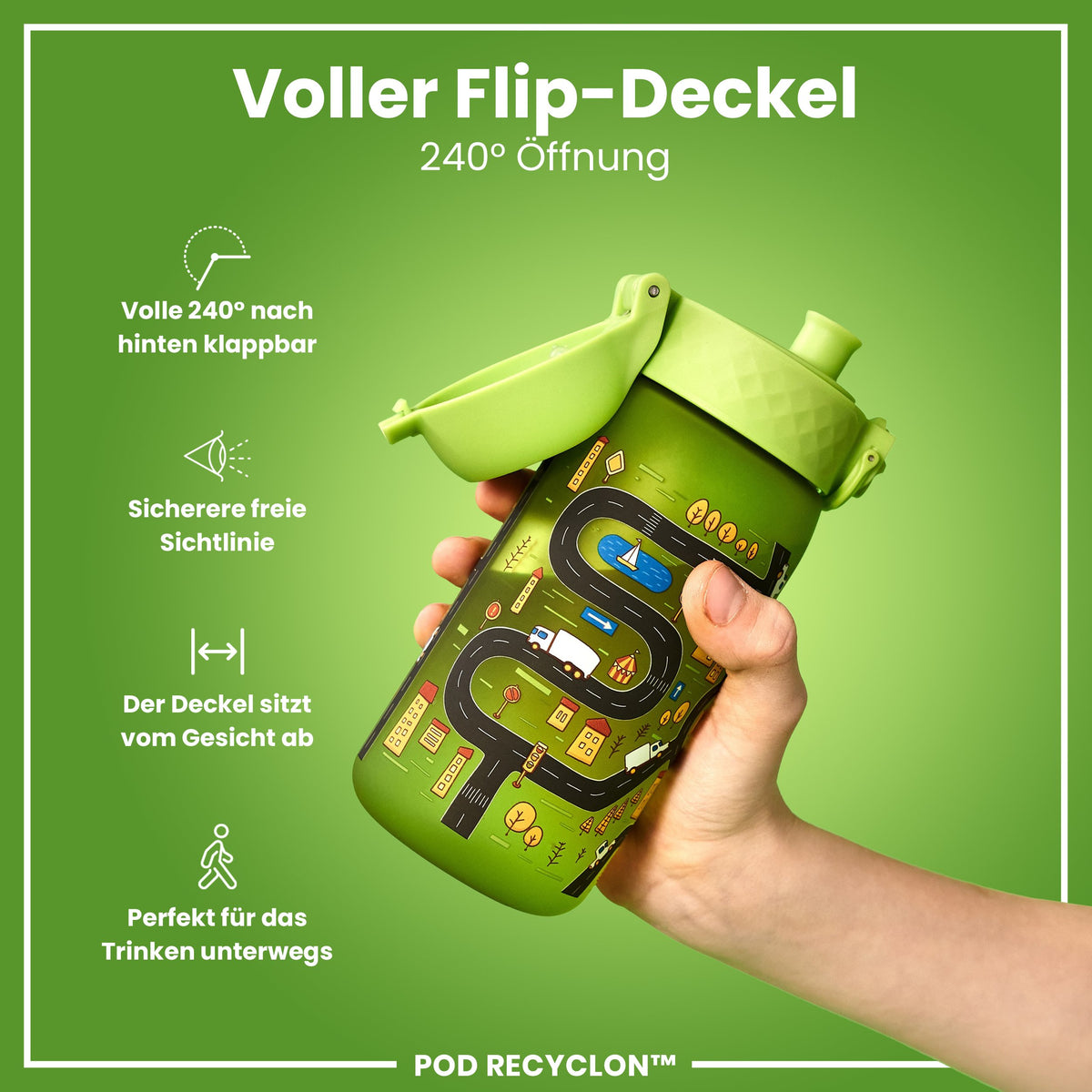 Recyclon Wasserflasche, Auto-Design, 350 ml