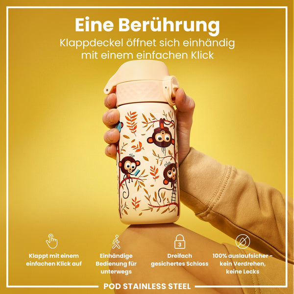 Leichte Edelstahl-Wasserflasche, Affen, 400 ml