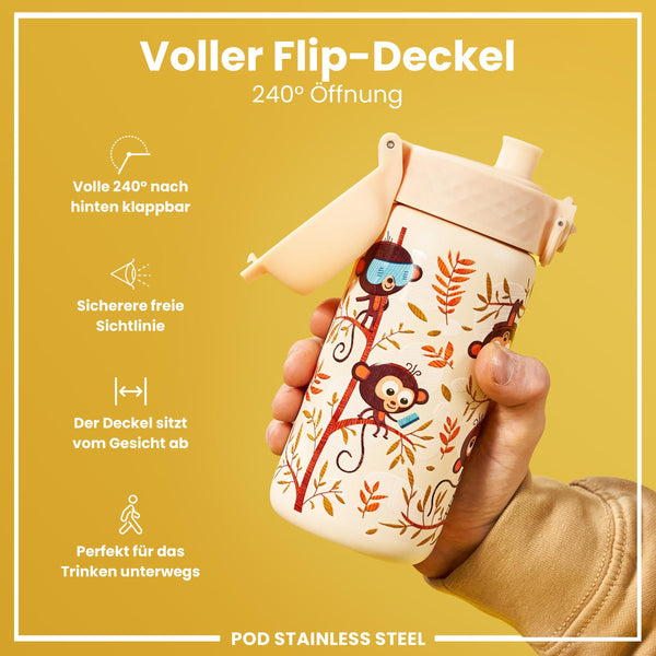 Leichte Edelstahl-Wasserflasche, Affen, 400 ml