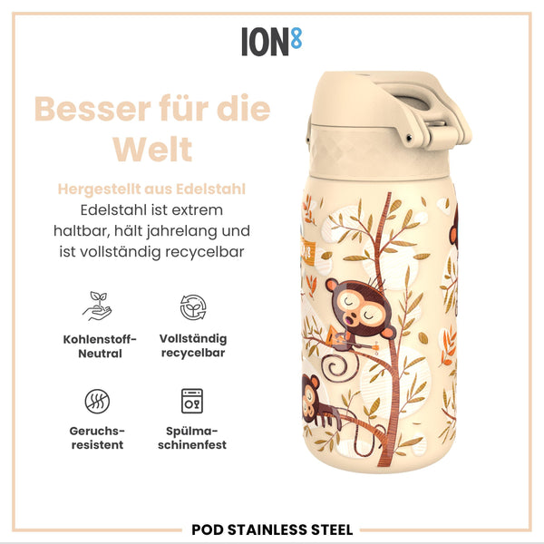 Leichte Edelstahl-Wasserflasche, Affen, 400 ml