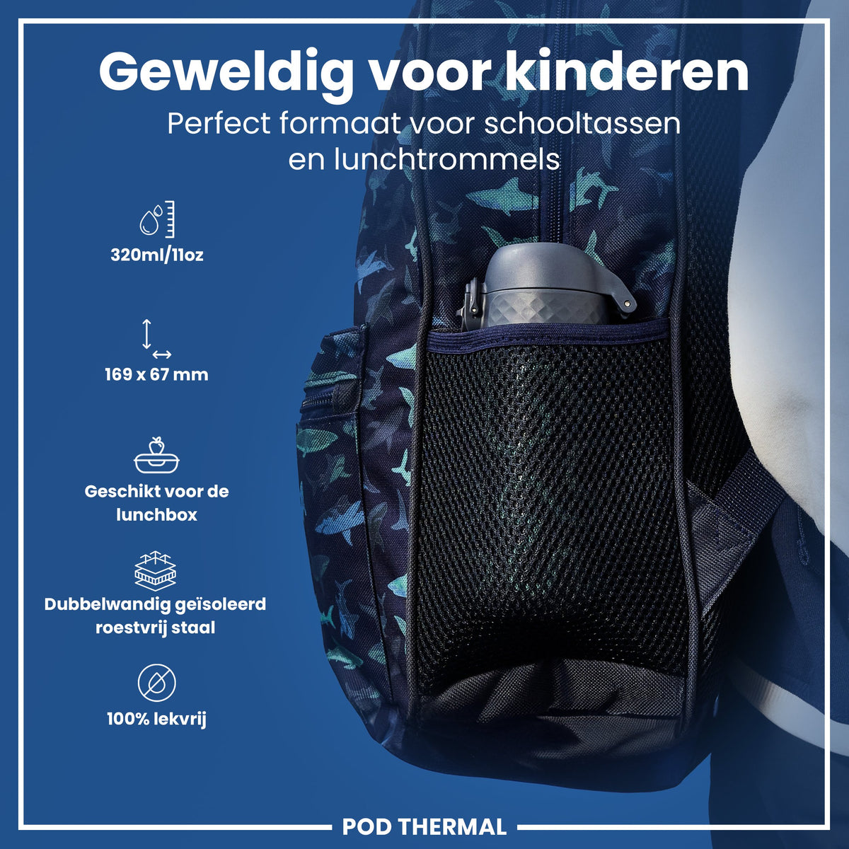 Isolierte Edelstahl-Wasserflasche, Squiggly Line, 320 ml