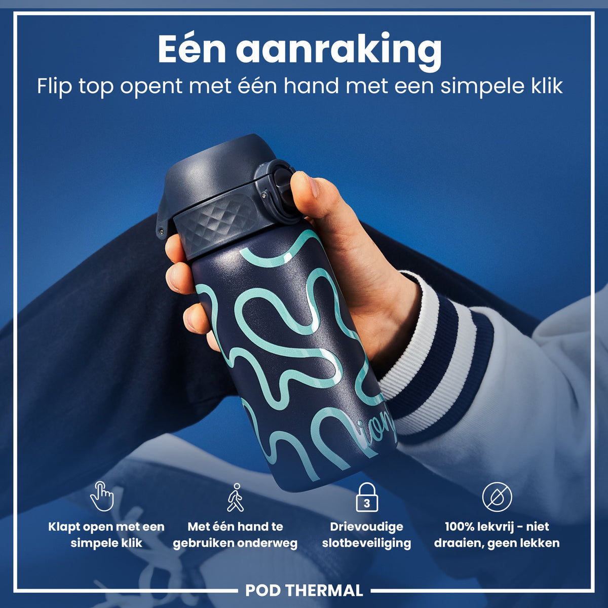 Isolierte Edelstahl-Wasserflasche, Squiggly Line, 320 ml