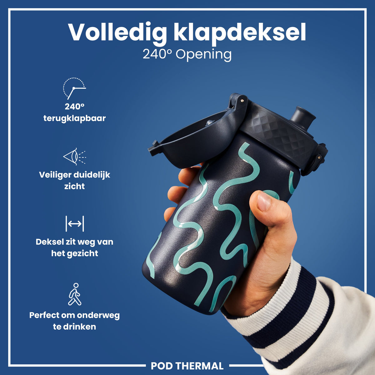 Isolierte Edelstahl-Wasserflasche, Squiggly Line, 320 ml