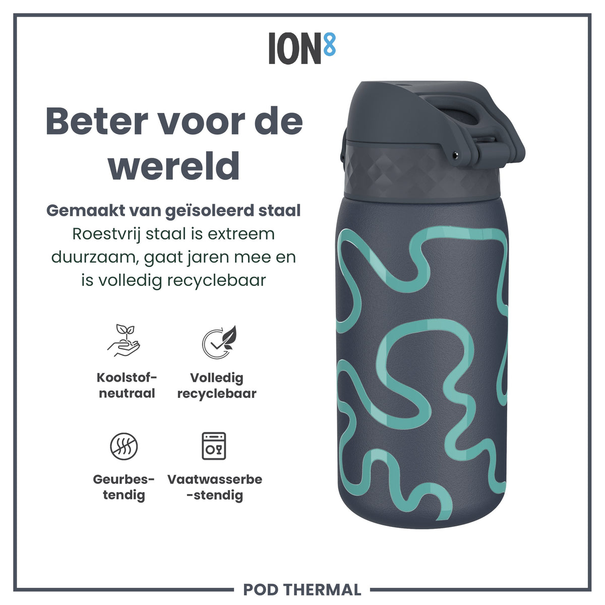 Isolierte Edelstahl-Wasserflasche, Squiggly Line, 320 ml