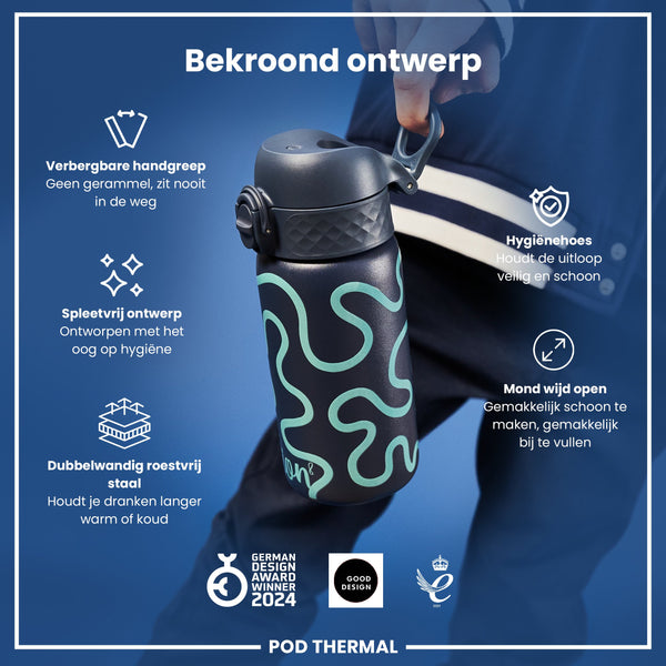 Isolierte Edelstahl-Wasserflasche, Squiggly Line, 320 ml