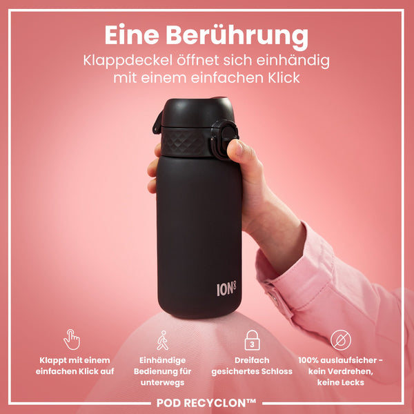 Recyclon Wasserflasche, Schwarz, 350 ml