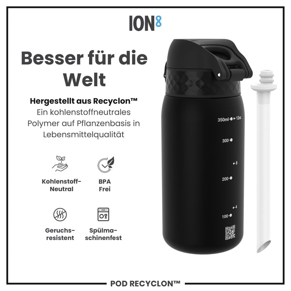 Recyclon Wasserflasche, Schwarz, 350 ml