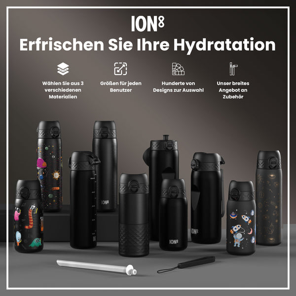 Recyclon Wasserflasche, Schwarz, 350 ml