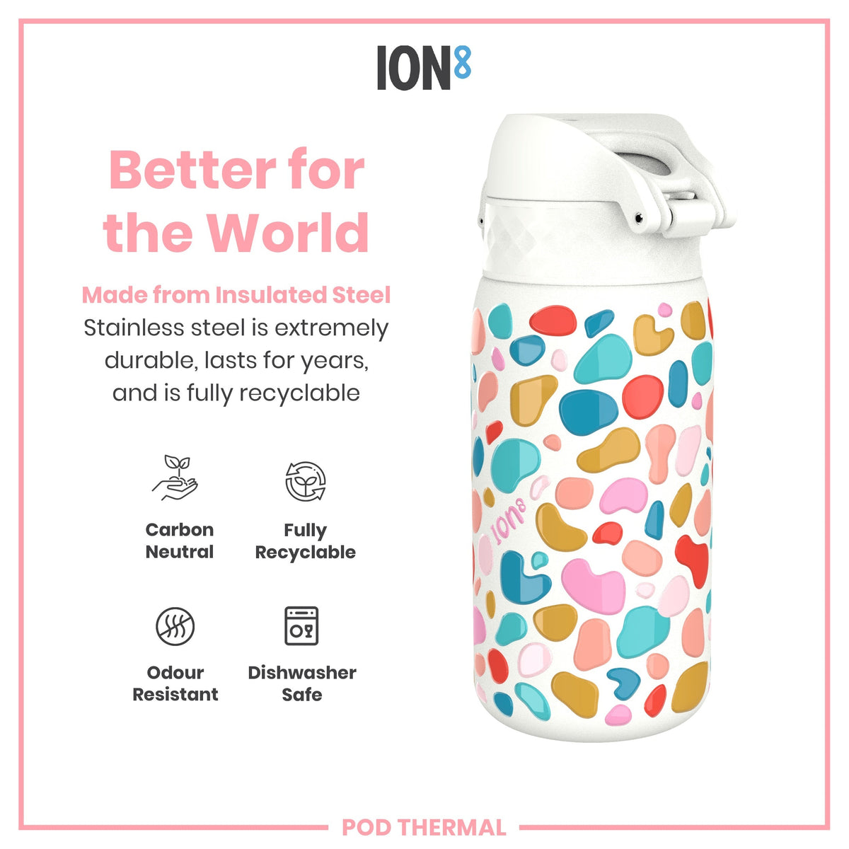 Isolierte Edelstahl-Wasserflasche, Splodge, 320 ml