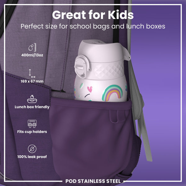 Leichte Edelstahl-Wasserflasche, Einhorn, 400 ml