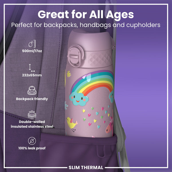 Isolierte Edelstahl-Wasserflasche, Einhörner, 500 ml