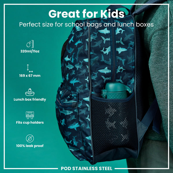 Isolierte Edelstahl-Wasserflasche, Hai, 320 ml