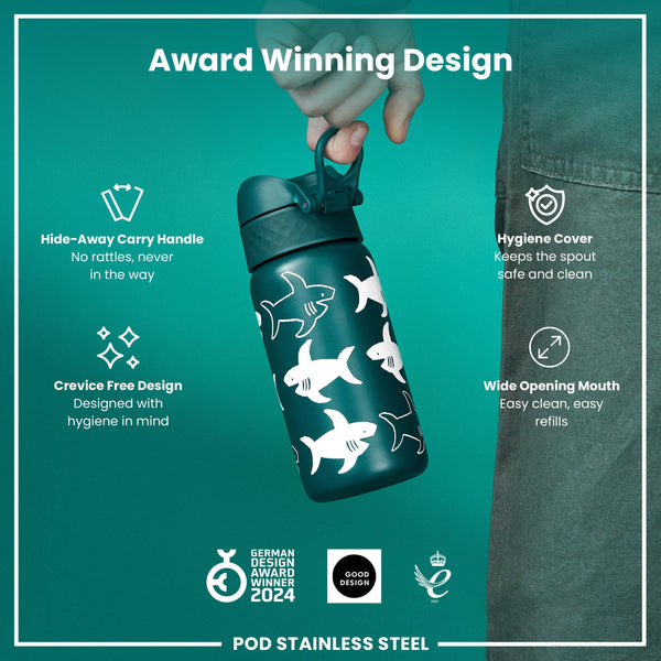 Isolierte Edelstahl-Wasserflasche, Hai, 320 ml