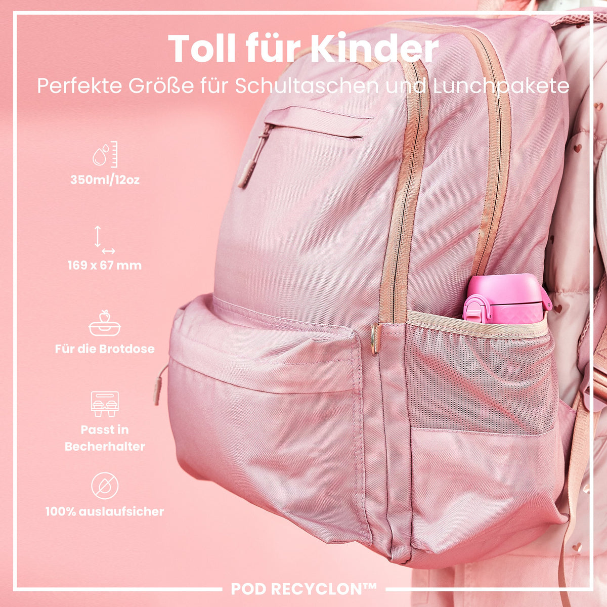 Recyclon Wasserflasche, Eiscreme-Design, 350 ml