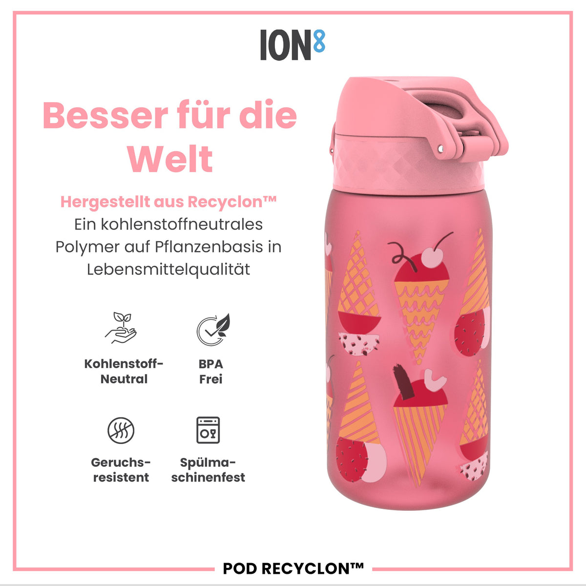 Recyclon Wasserflasche, Eiscreme-Design, 350 ml
