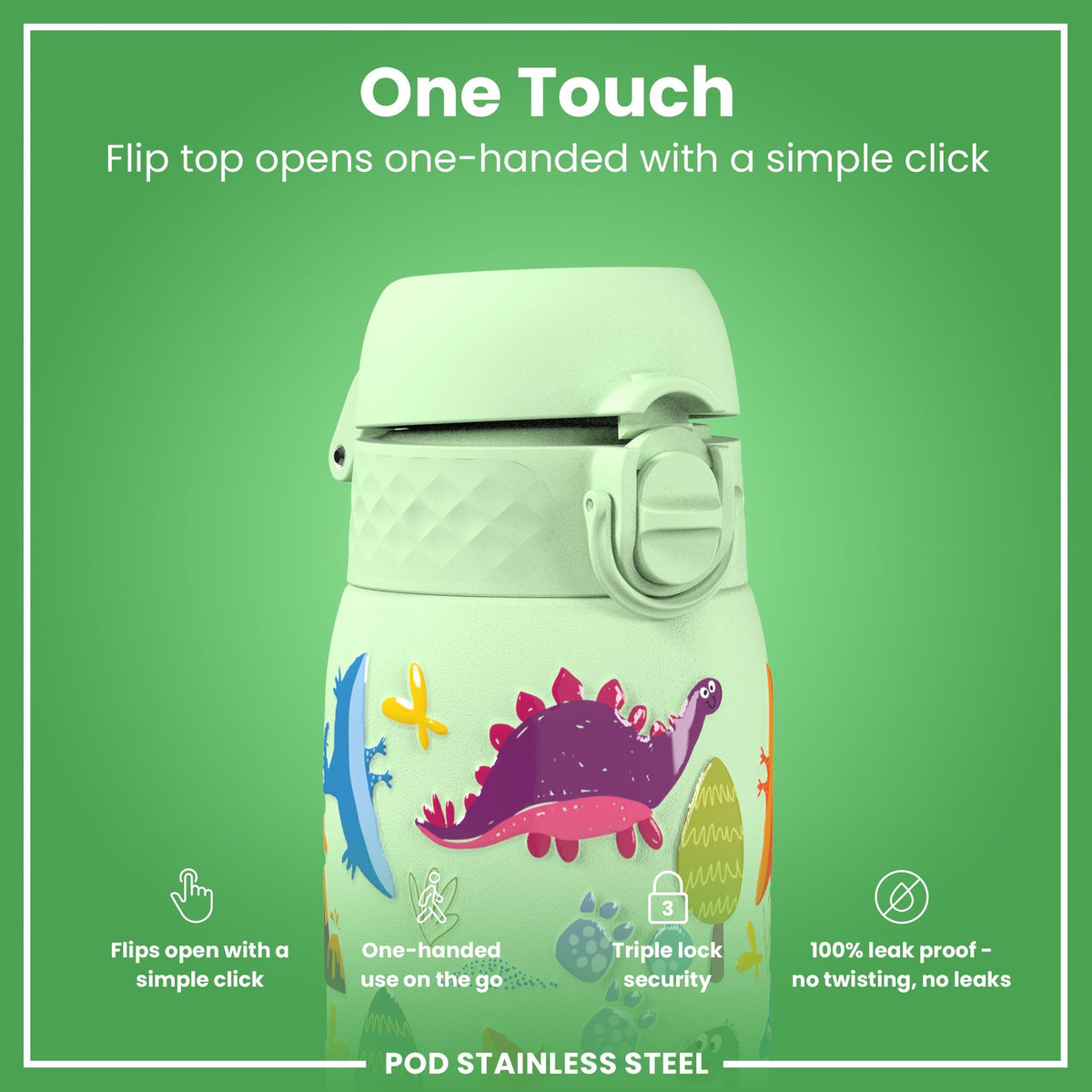 Isolierte Edelstahl-Wasserflasche, Dinosaurier, 320 ml