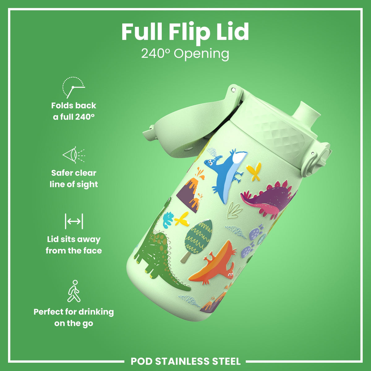 Isolierte Edelstahl-Wasserflasche, Dinosaurier, 320 ml