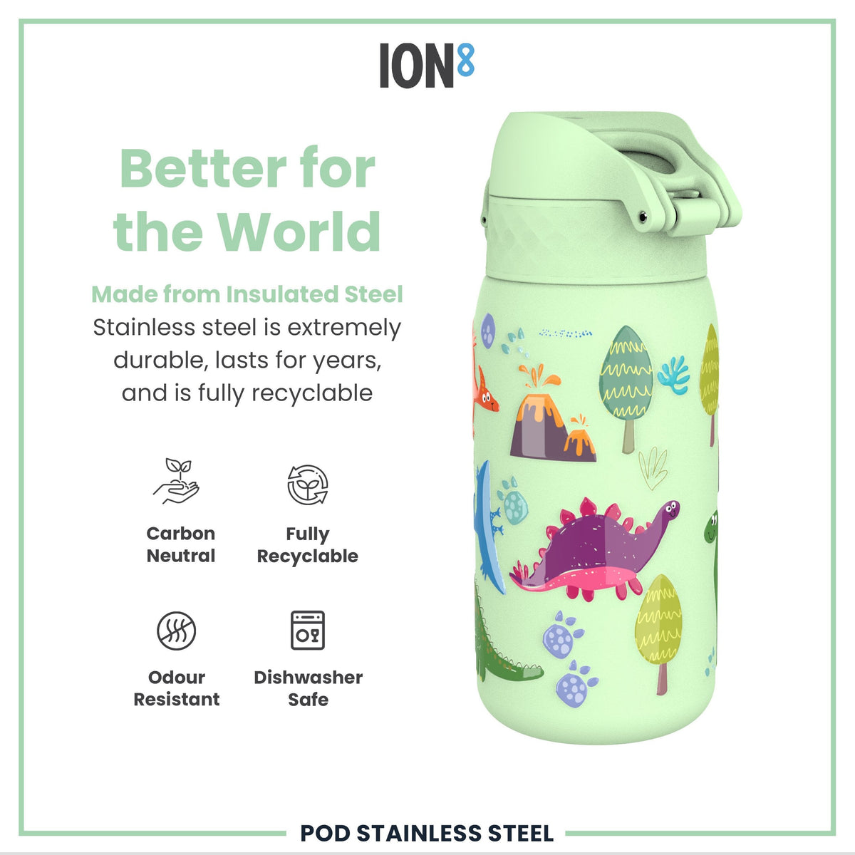 Isolierte Edelstahl-Wasserflasche, Dinosaurier, 320 ml