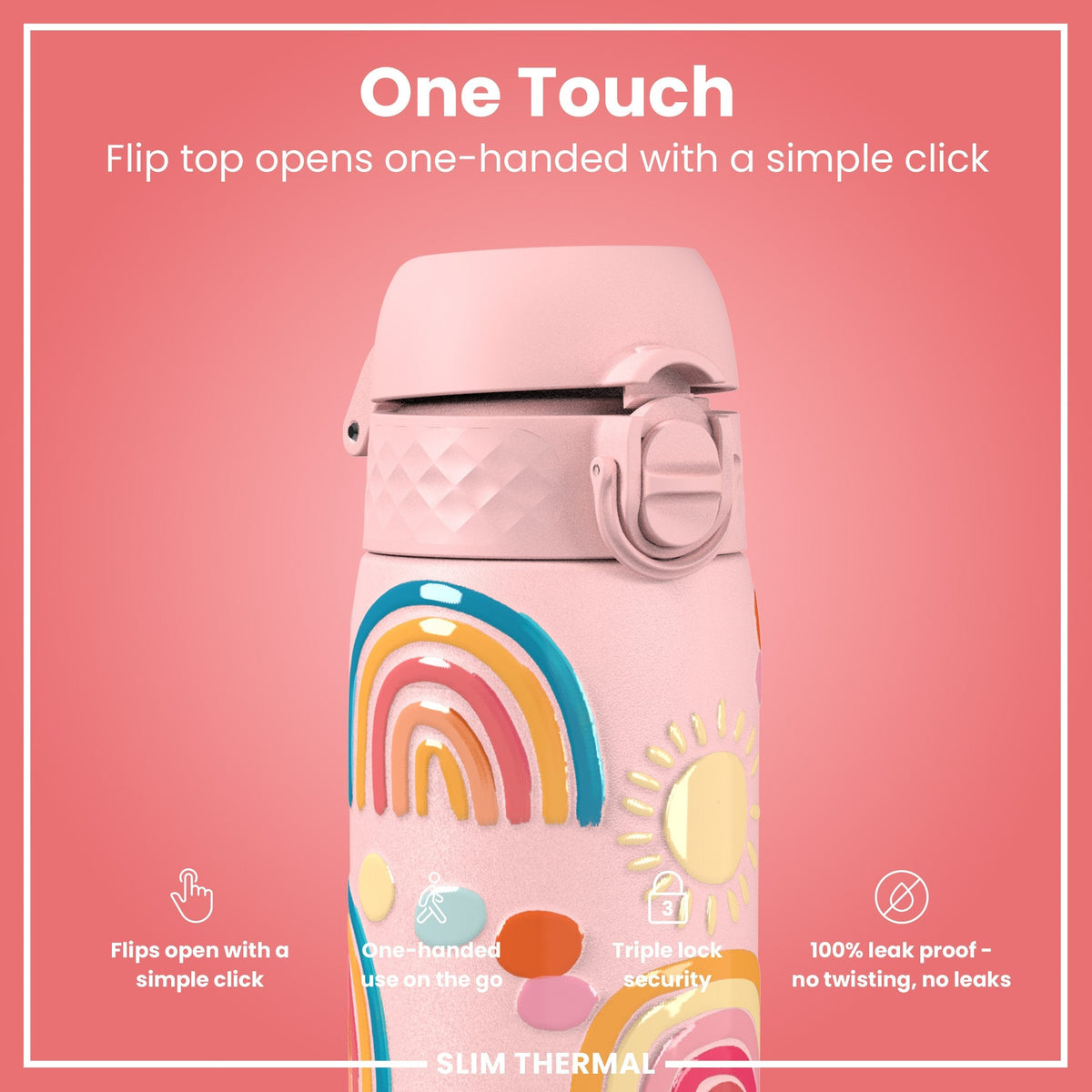 Isolierte Edelstahl-Wasserflasche, Regenbogen, 500 ml