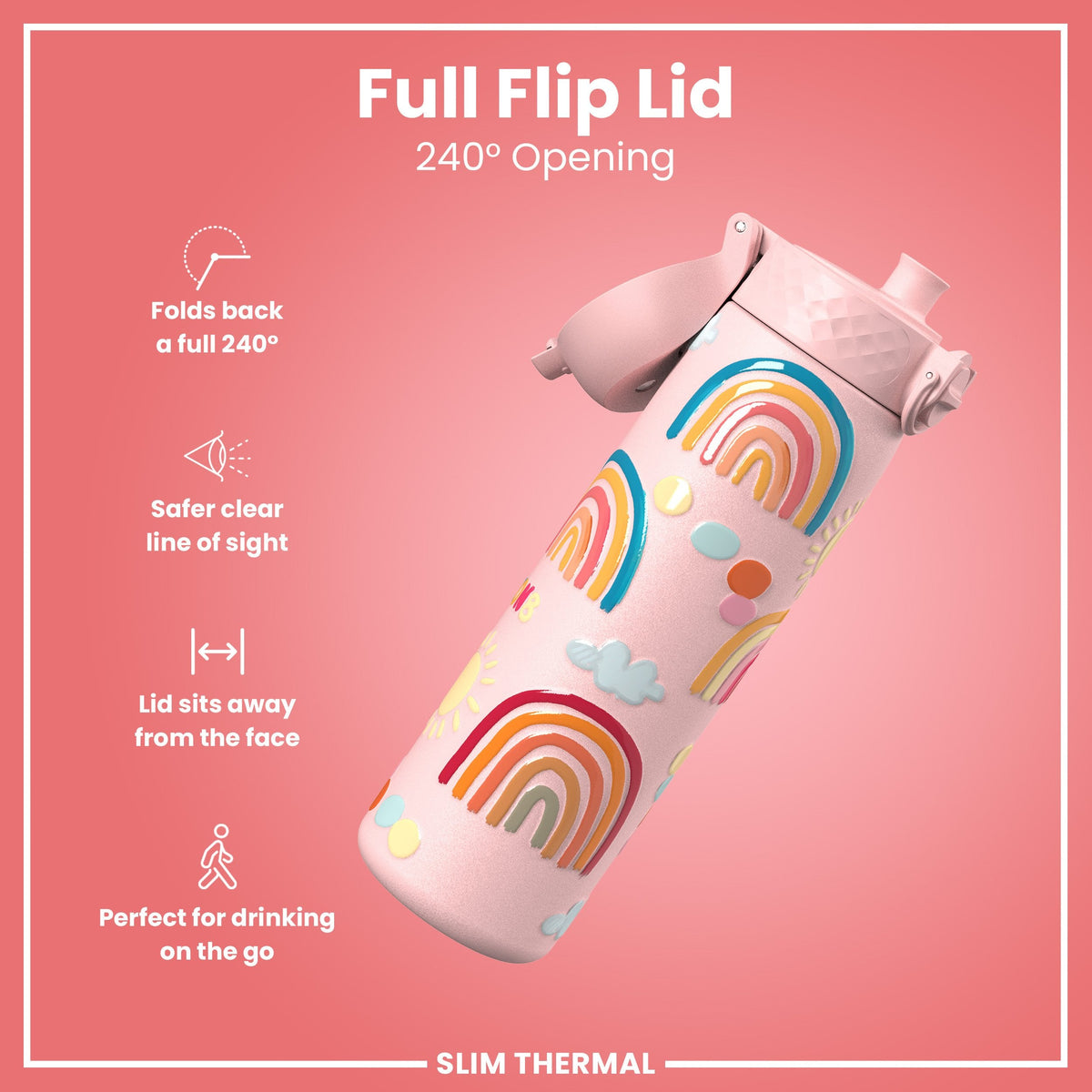 Isolierte Edelstahl-Wasserflasche, Regenbogen, 500 ml