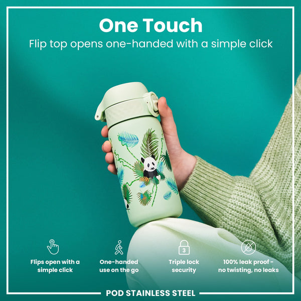 Leichte Edelstahl-Wasserflasche, Panda, 400 ml