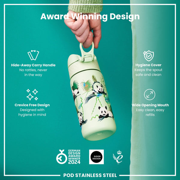 Leichte Edelstahl-Wasserflasche, Panda, 400 ml