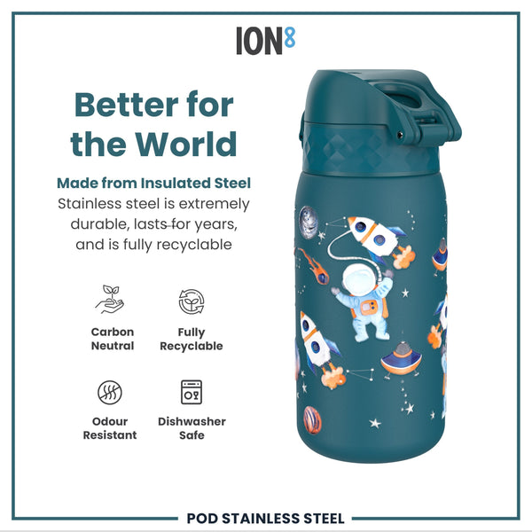 Isolierte Edelstahl-Wasserflasche, Weltraumdesign, 320 ml