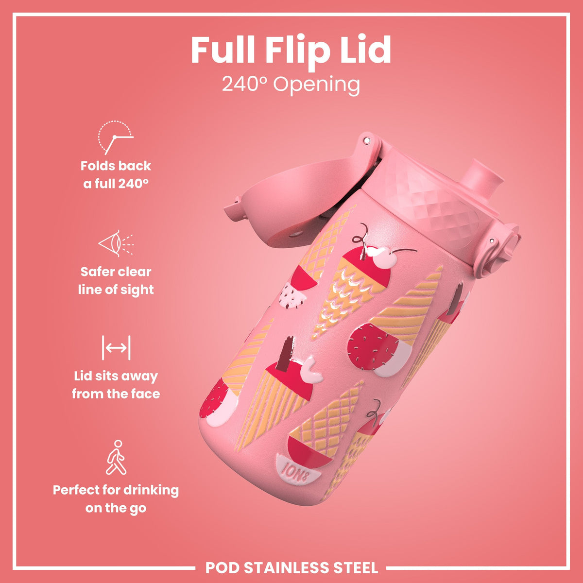 Isolierte Edelstahl-Wasserflasche, Eiscreme, 320 ml