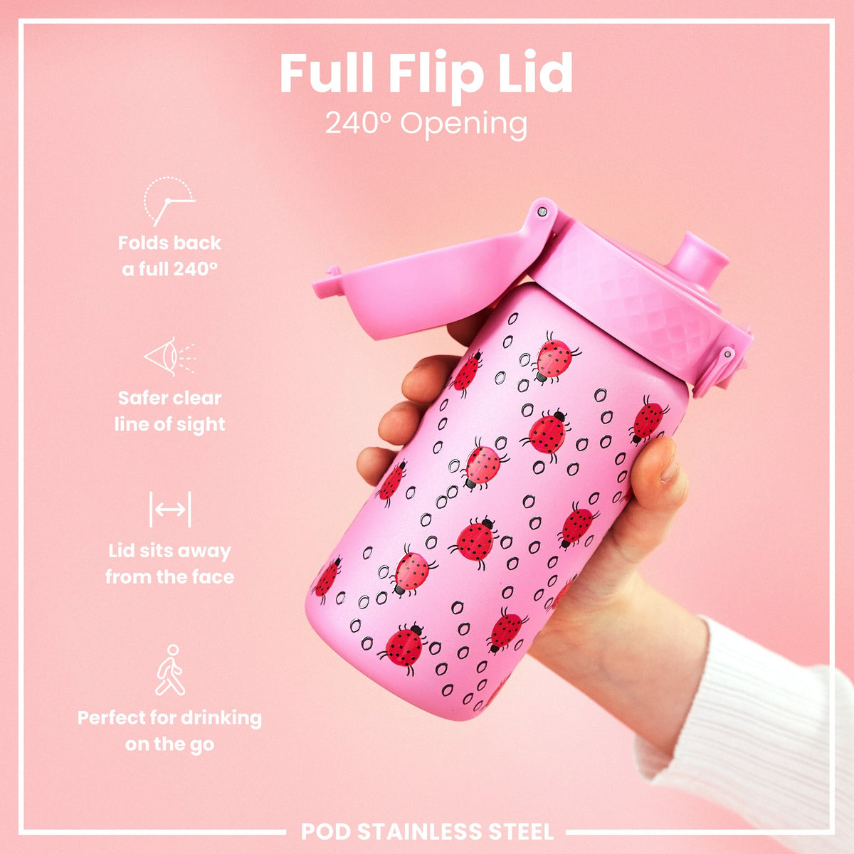 Leichte Edelstahl-Wasserflasche, Marienkäfer, 400 ml