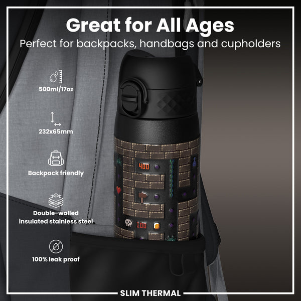 Isolierte Edelstahl-Wasserflasche, Gamer, 500 ml