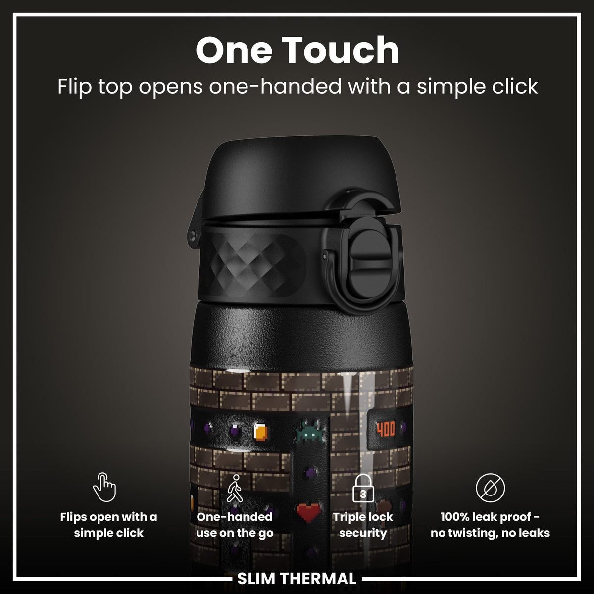 Isolierte Edelstahl-Wasserflasche, Gamer, 500 ml