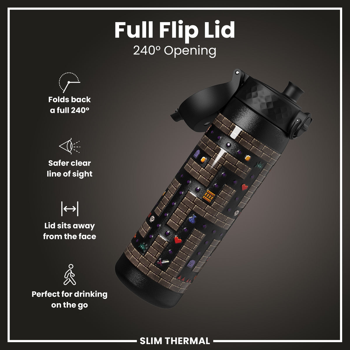 Isolierte Edelstahl-Wasserflasche, Gamer, 500 ml