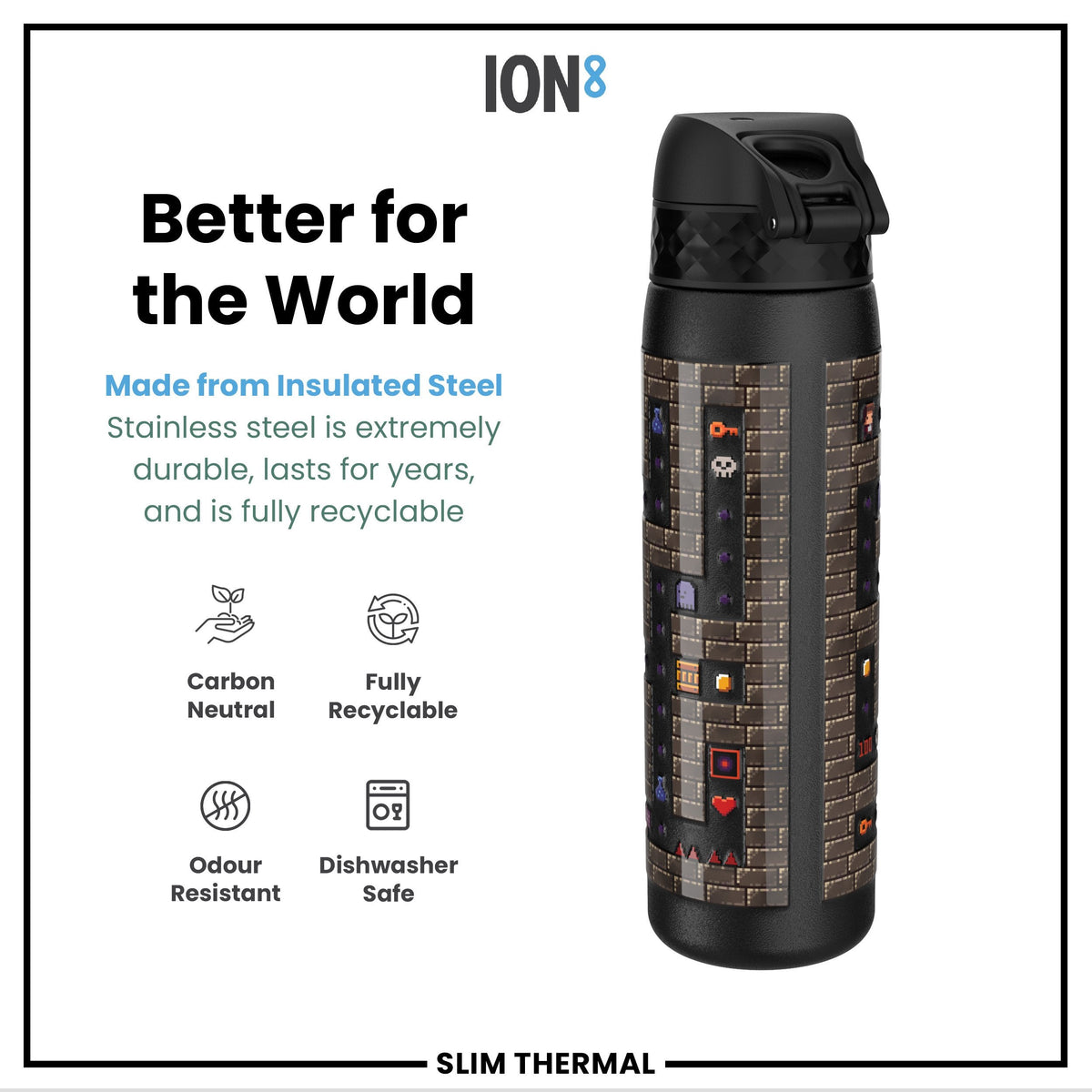 Isolierte Edelstahl-Wasserflasche, Gamer, 500 ml