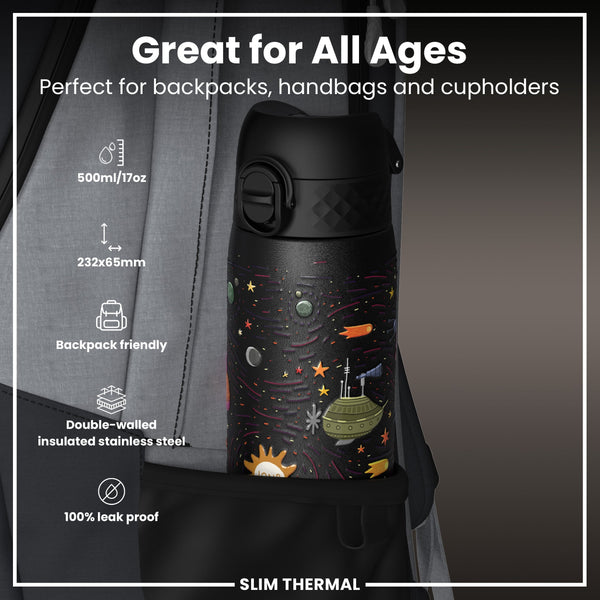 Isolierte Edelstahl-Wasserflasche, Raumschiffe, 500 ml