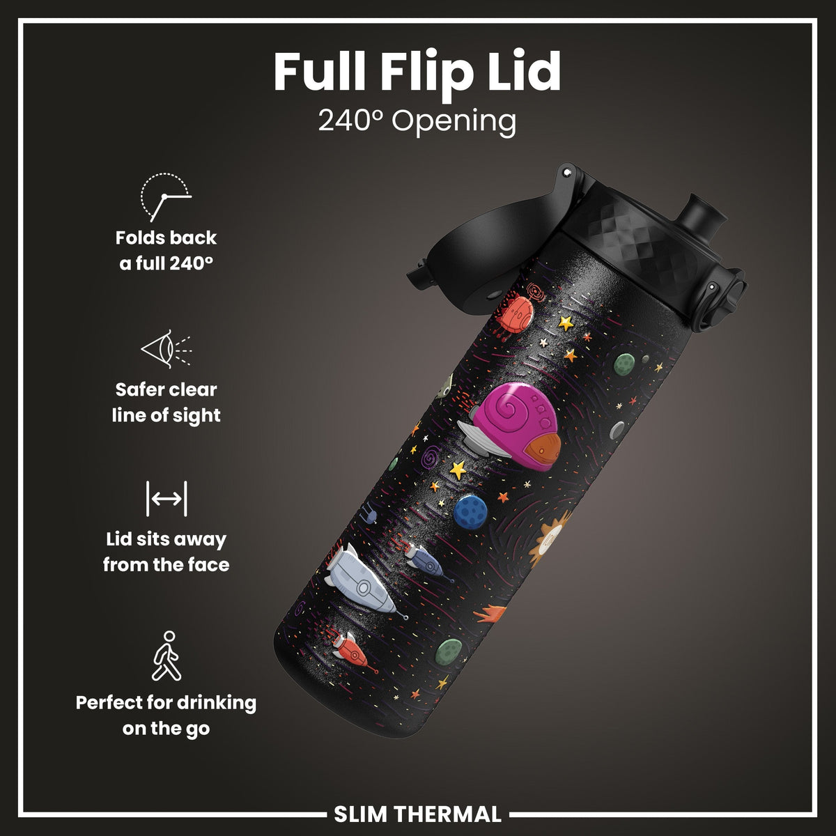 Isolierte Edelstahl-Wasserflasche, Raumschiffe, 500 ml