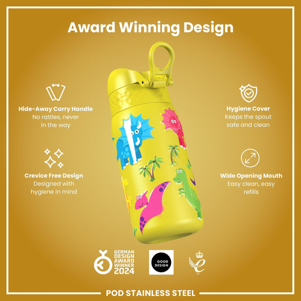 Leichte Edelstahl-Wasserflasche, Dinosaurier, 400 ml