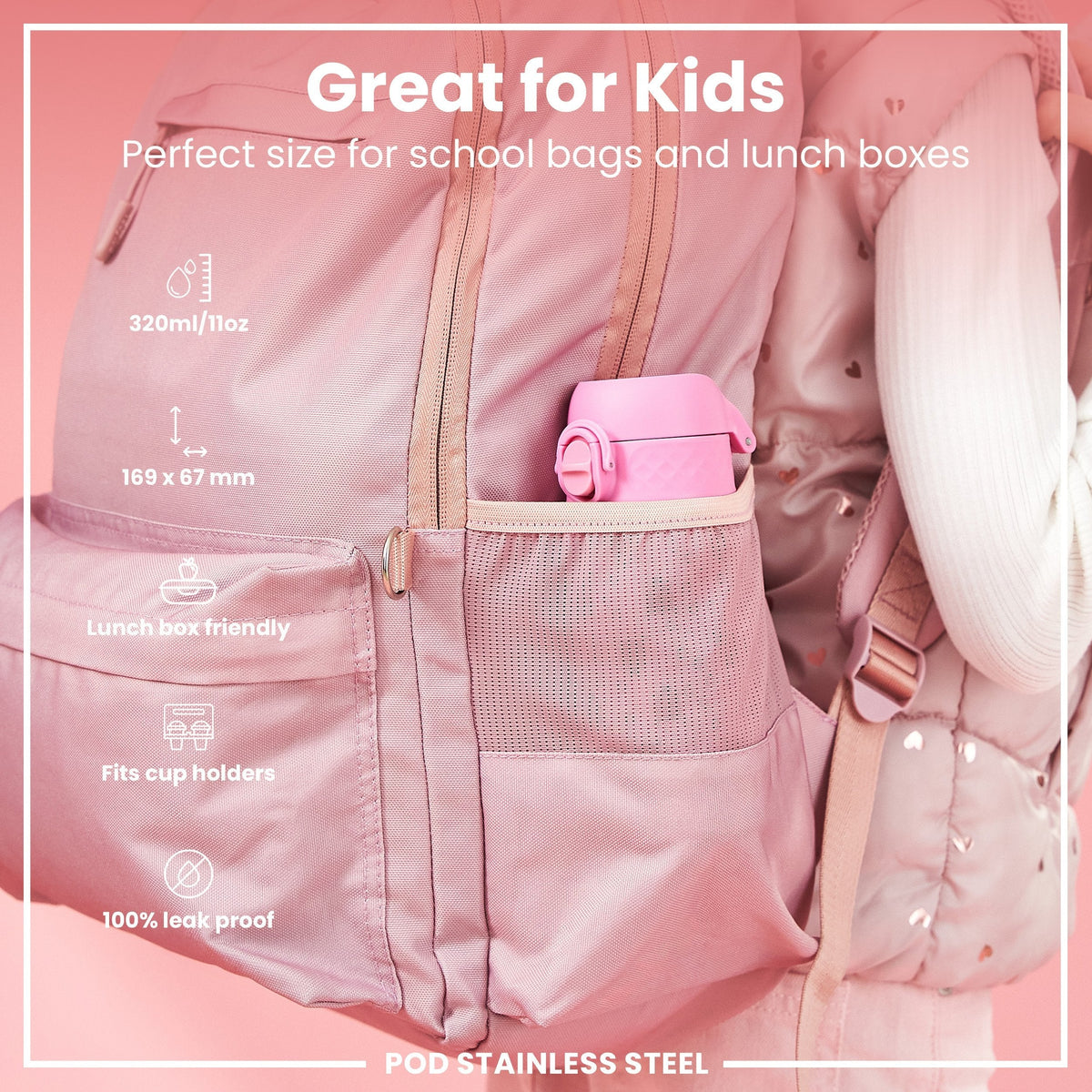 Isolierte Edelstahl-Wasserflasche, Marienkäfermotiv, 320 ml