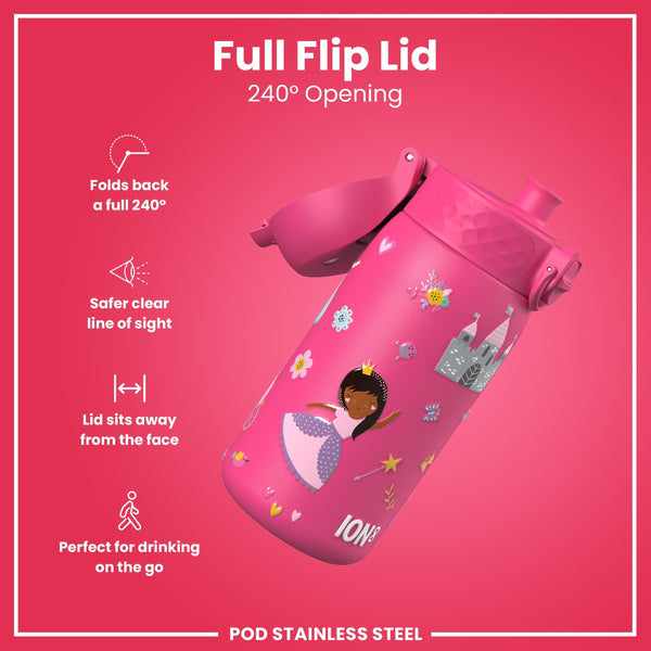 Isolierte Edelstahl-Wasserflasche, Prinzessinnenmotiv, 320 ml