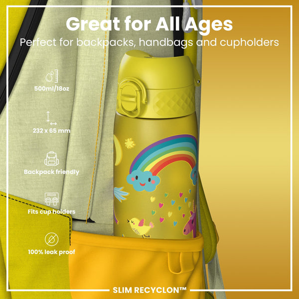Recyclon Wasserflasche, Gelbe Einhörner, 500 ml