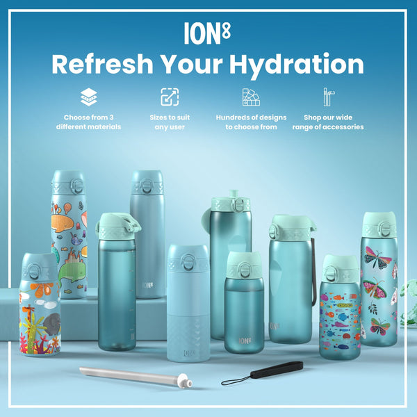 Leichte Edelstahl-Wasserflasche, blaue Einhörner, 400 ml