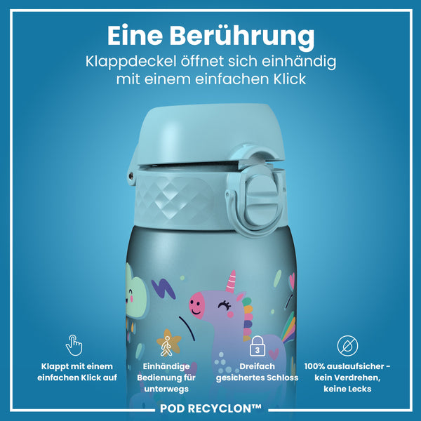 Recyclon Wasserflasche, Blaue Einhorn, 350 ml