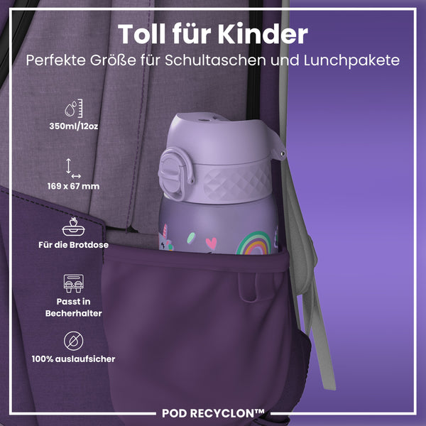 Recyclon Wasserflasche, Lila Einhorn, 350 ml