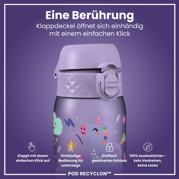 Recyclon Wasserflasche, Lila Einhorn, 350 ml