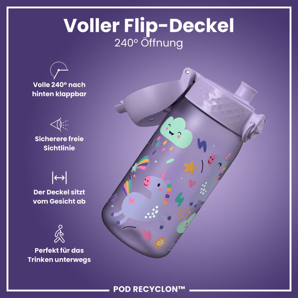 Recyclon Wasserflasche, Lila Einhorn, 350 ml